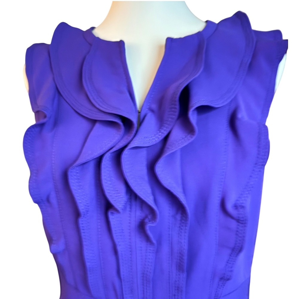 Tory Burch Purple Ruffle Pintuck Sleeveless Sheath Dress Size 6 - Picture 6 of 12